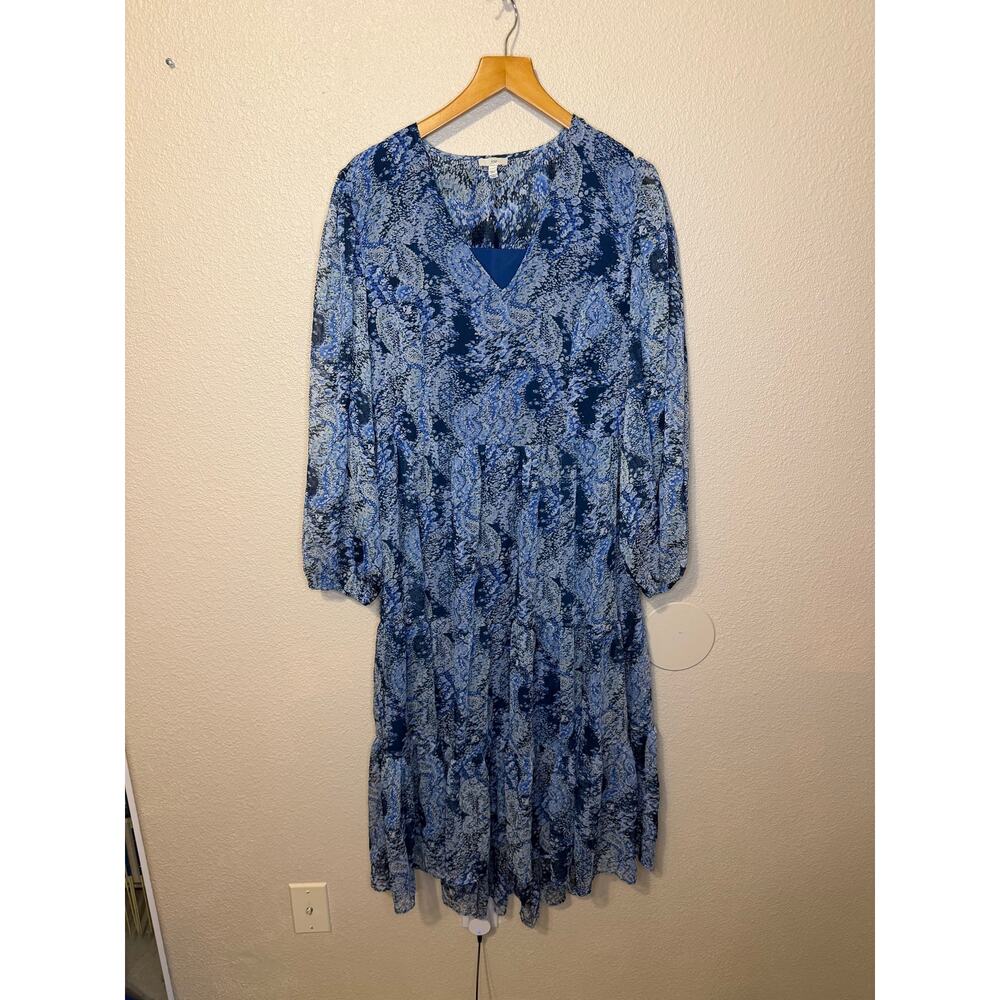 Joie Cottage Core Floral Paisley Tiered Midi Long Sleeve Summer Dress Medium - Picture 2 of 12